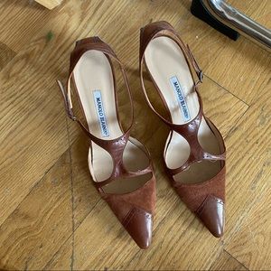 Leather and suede Manolo Blahnik heel